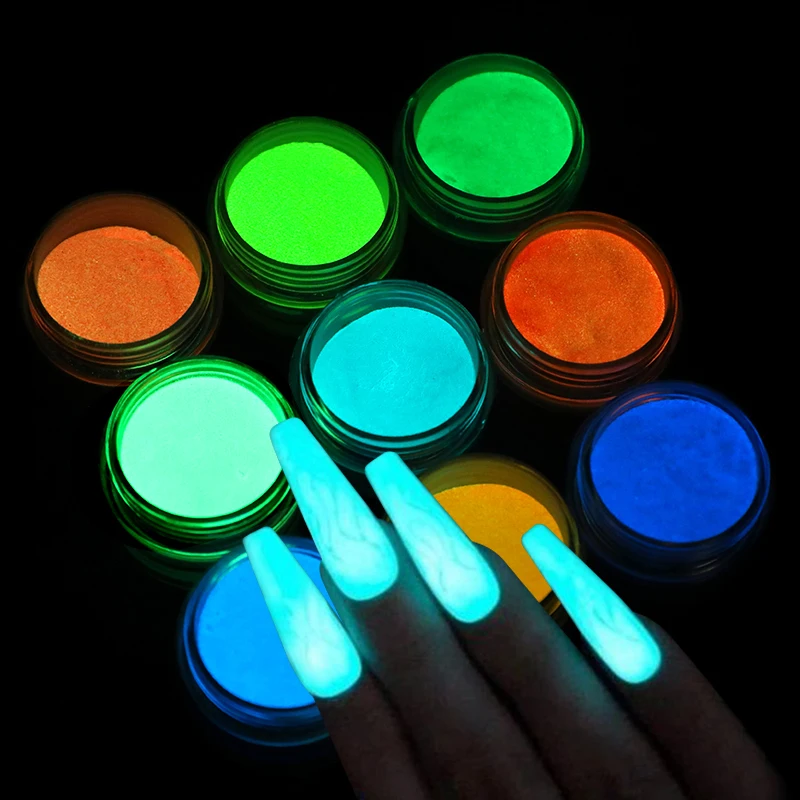 Fluorescent Sugar Nail Powder Neon Phosphor Colorful Art Glitter Pigment Longest Lasting 3D Glow Luminous Dust Decorations | Красота и