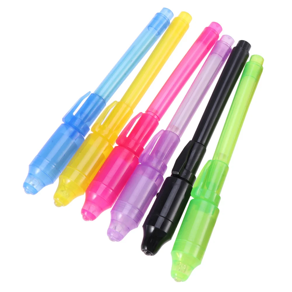

24pcs Creative Stationery LED Highlighter Pen 2 In 1 UV Black Light Combo School Office Drawing Invisible Ink Pen (Mixed)