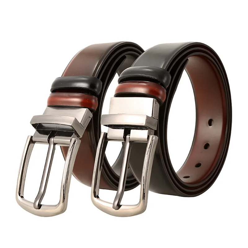 

Men Belt Gentleman Male PU Rectangular Alloy Pin Buckle Belt Rotating Buckle Belt Double-Sided Usable Business Casual Belt