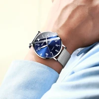 2021 fashion mens watches brand luxury quartz watch men casual slim mesh steel waterproof sport watch luminous business clocks