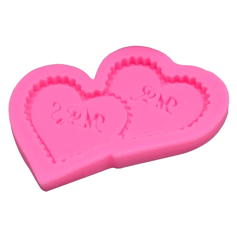 10 шт./лот 3D двойное сердце любовь мистер и миссис бисквит форма для украшения