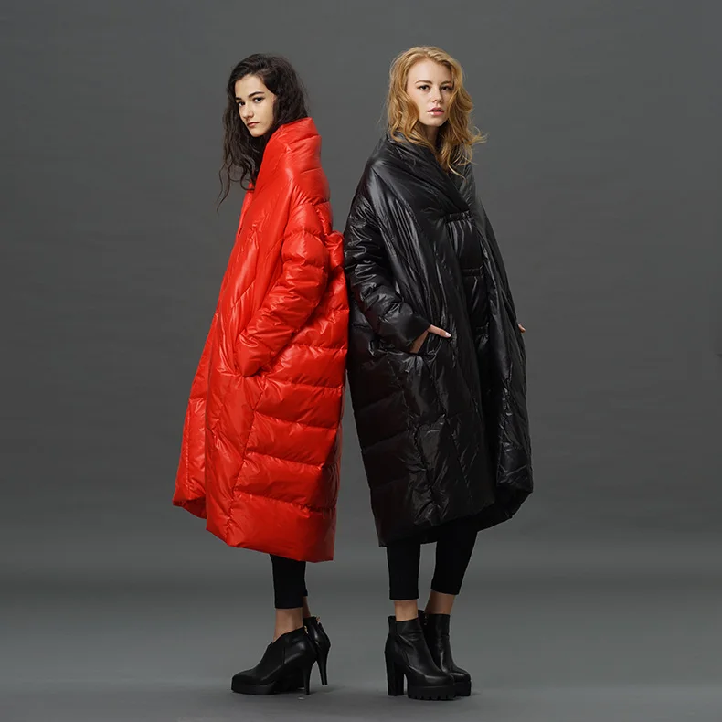 

S-4XL размера плюс 90% утиный пух пальто модный бренд высокий воротник плащ стиль длинный пуховик женский большой толстый теплый пальто wj1305