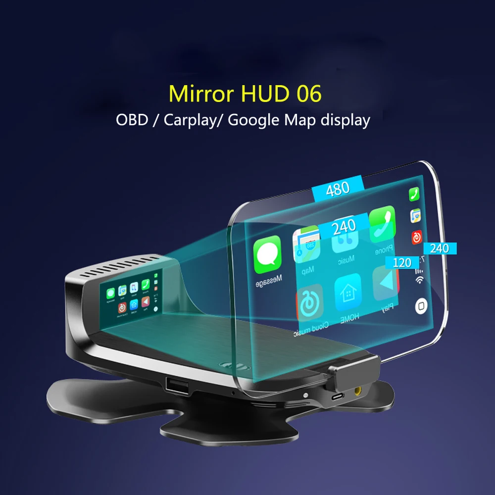 EANOP зеркало HUD Дисплей Спидометр OBD2 датчик с голосовым управлением Поддержка Carplay Google карта FM передатчик