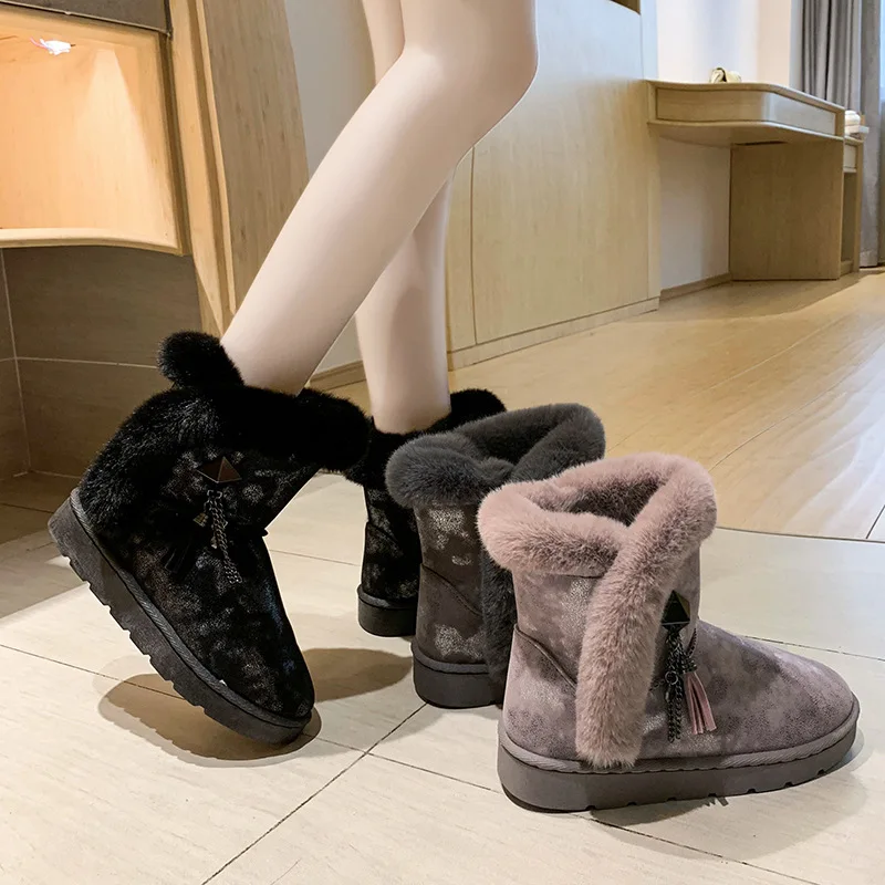 Женские зимние ботинки Новинка 2020 года кожаные теплые камуфляжного цвета с