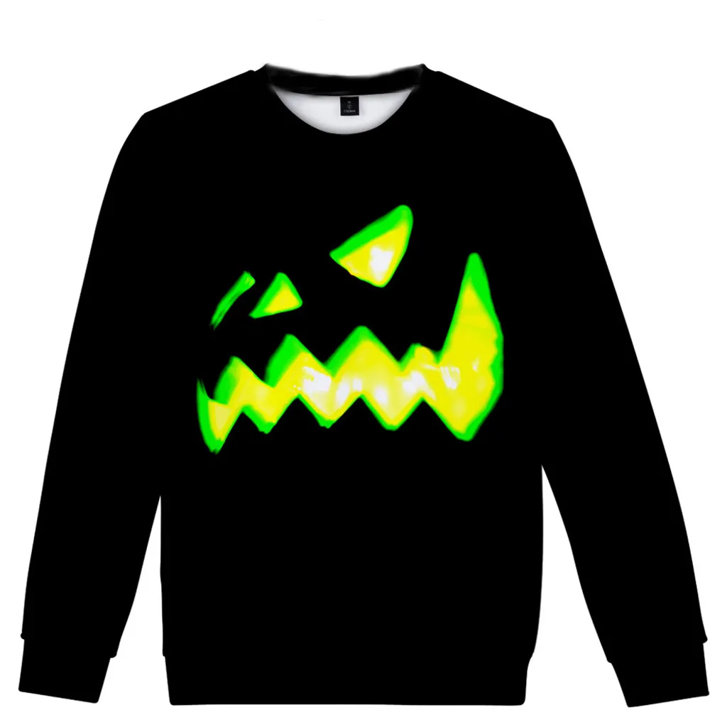 Модный женский осенне зимний 3D свитшот с принтом на Хэллоуин Блузка высокого