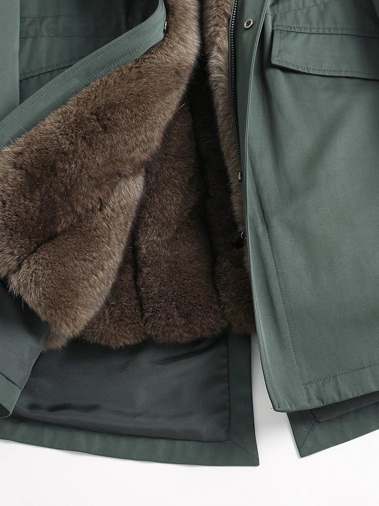 

Fur Parka Real Men Winter Jacket Whole Skin Natural Fox Fur Liner Long Coat Thick Parkas Manteau Homme Hiver 4555 KJ2302