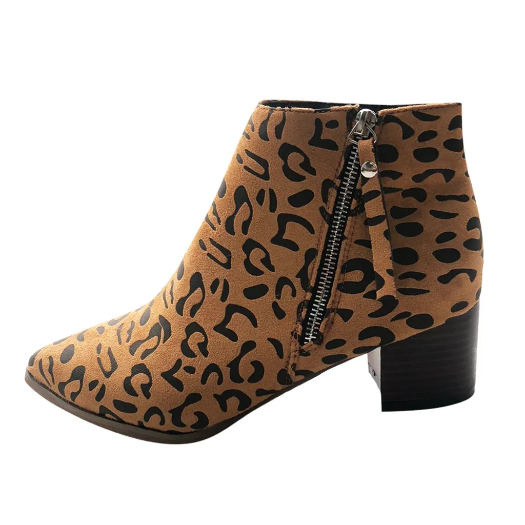 Женские ботильоны на молнии сапоги из змеиной кожи Леопардовые винтажные