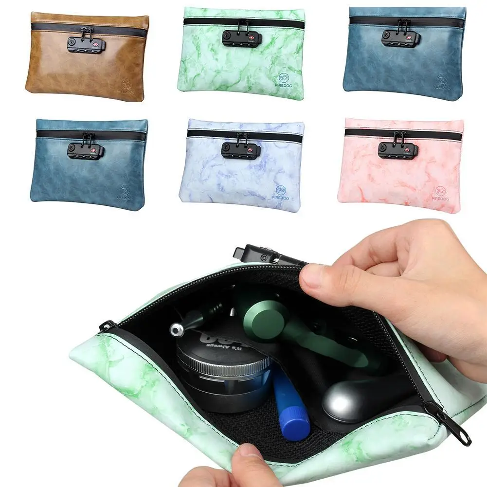 

Smoking Smell Proof Waterproof Bag Leather Tobacco Pouch With Combination Lock For Herb Odor Proof Stash Container Storage Bag