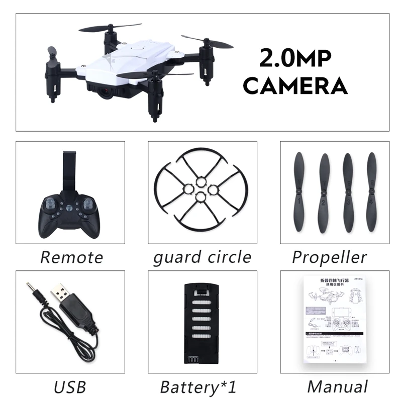White 2.0MP Camera Мальчик Минни Квадрокоптер Дрон мини-Дрон камера RC вертолет мини-Дрон с камерой складной Дрон HD дроны детские игрушки - Color: White 2.0MP Camera