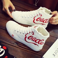 coca cola new womens small white shoes high top canvas shoes casual shoes fashion trendy sports shoes