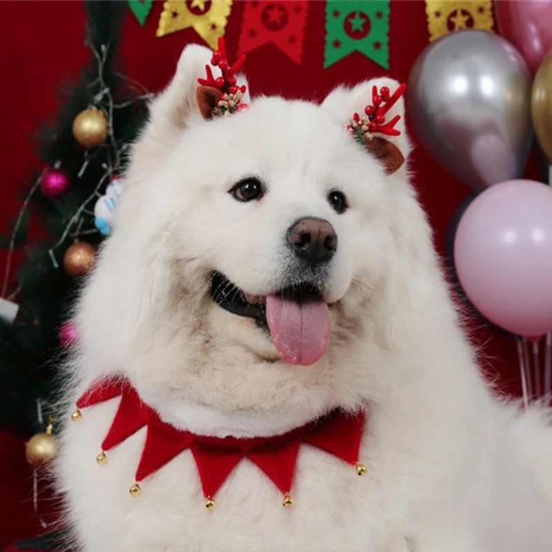 Рождественское украшение для домашних животных милый ошейник кошек с