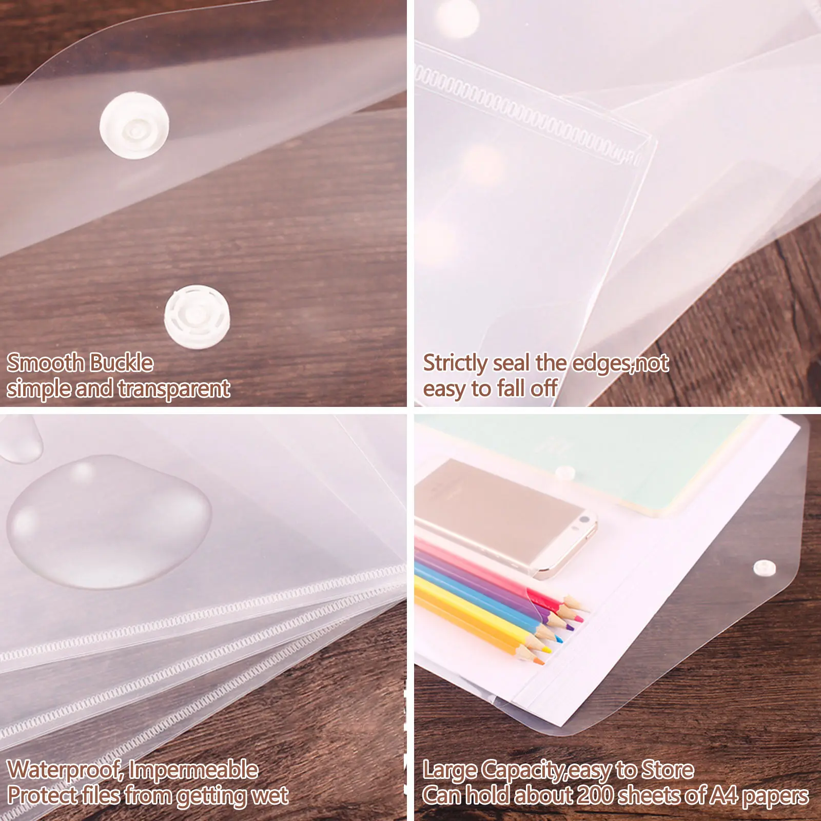 40pcs Document Paper File Folder Documents Storage Pouches Organizers with Button for Home Office School A4 Size 1.8cm Thickness |