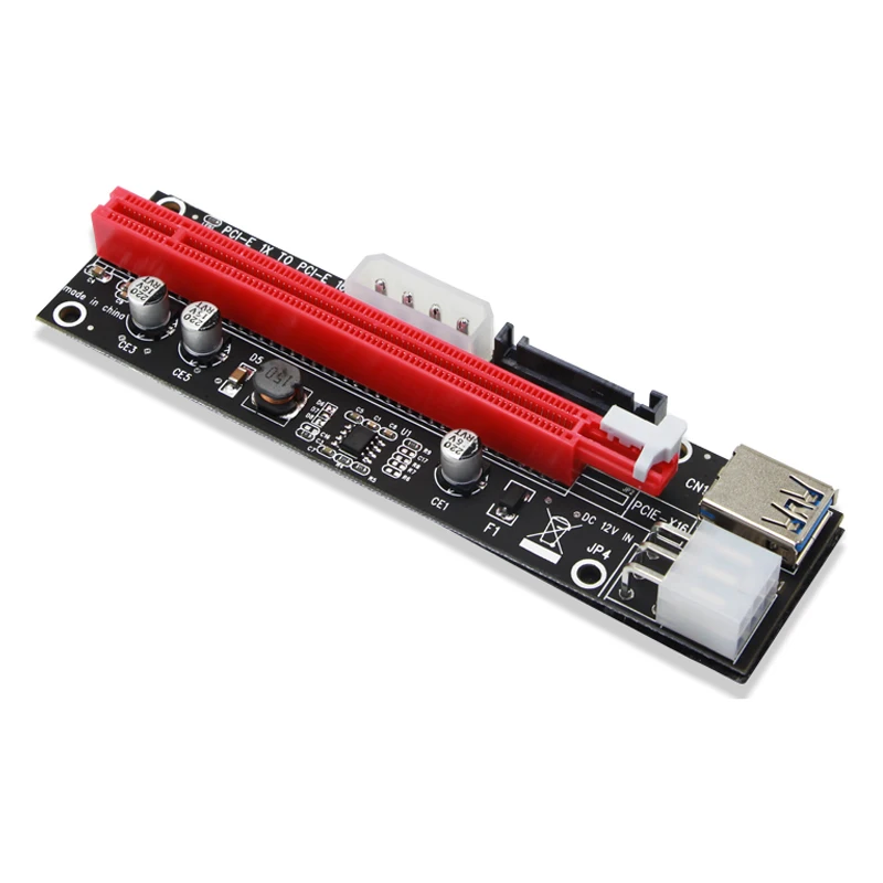 

12 шт. черный 3 в 1 4pin 6pin SATA PCI-E Express 1x 4x 8x 16x удлинитель USB 3,0 переходная карта PCI-E адаптер карта для Биткойн шахтера