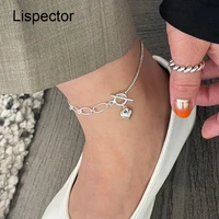 lispector 925 sterling sliver korean love heart charm anklets for women simple chain anklet female summer beach jewelry gifts
