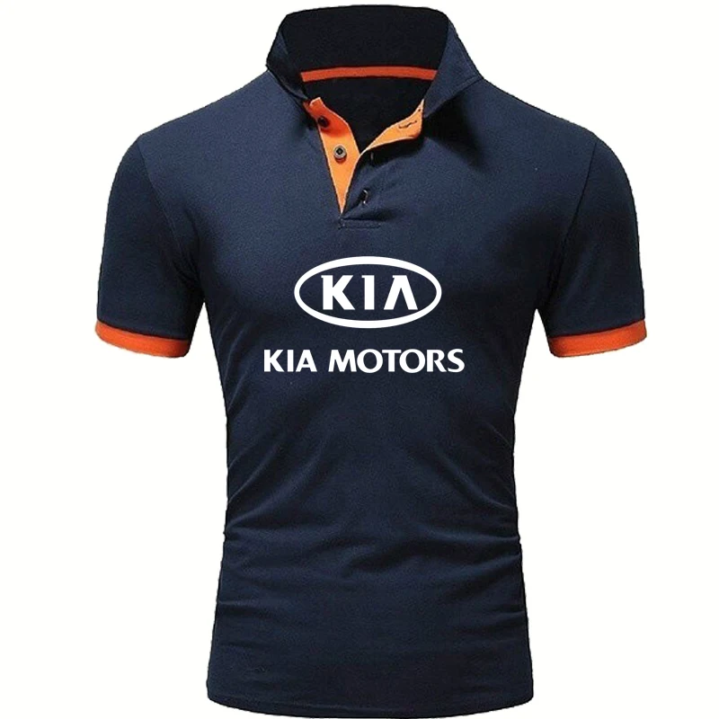 

Fashion short sleeve KIA Car Logo printing Summer Casual Men's POLO shirt Pure cotton High Quality Men's short sleeve