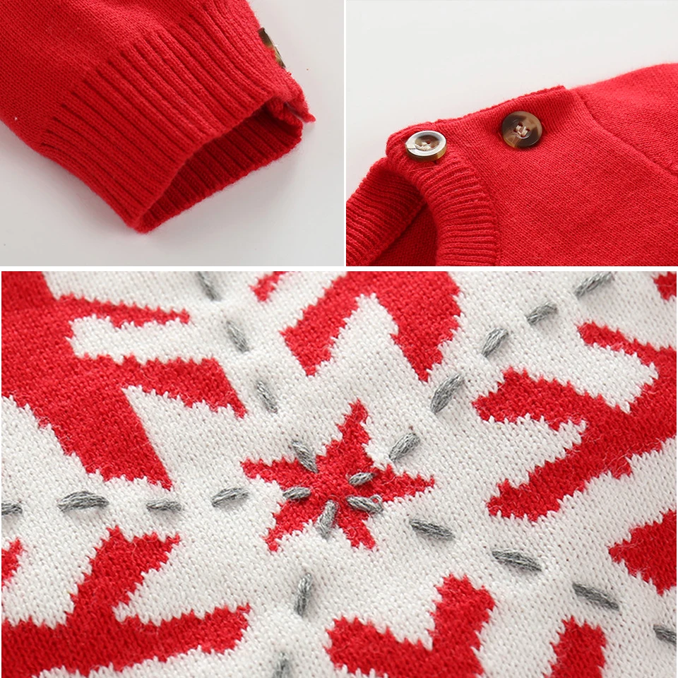 Christmas Baby Boys Girls Sweaters Winter Toddler Clothes With Snowflake Kids Sweater Embroidery Romper |