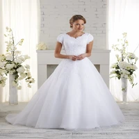 elegant plus size ball gown 2018 lace short sleeve a line vestido de noiva organza robe de mariage mother of the bride dresses