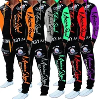 zogaa mens jacket and pants alphabet print sportswear suit
