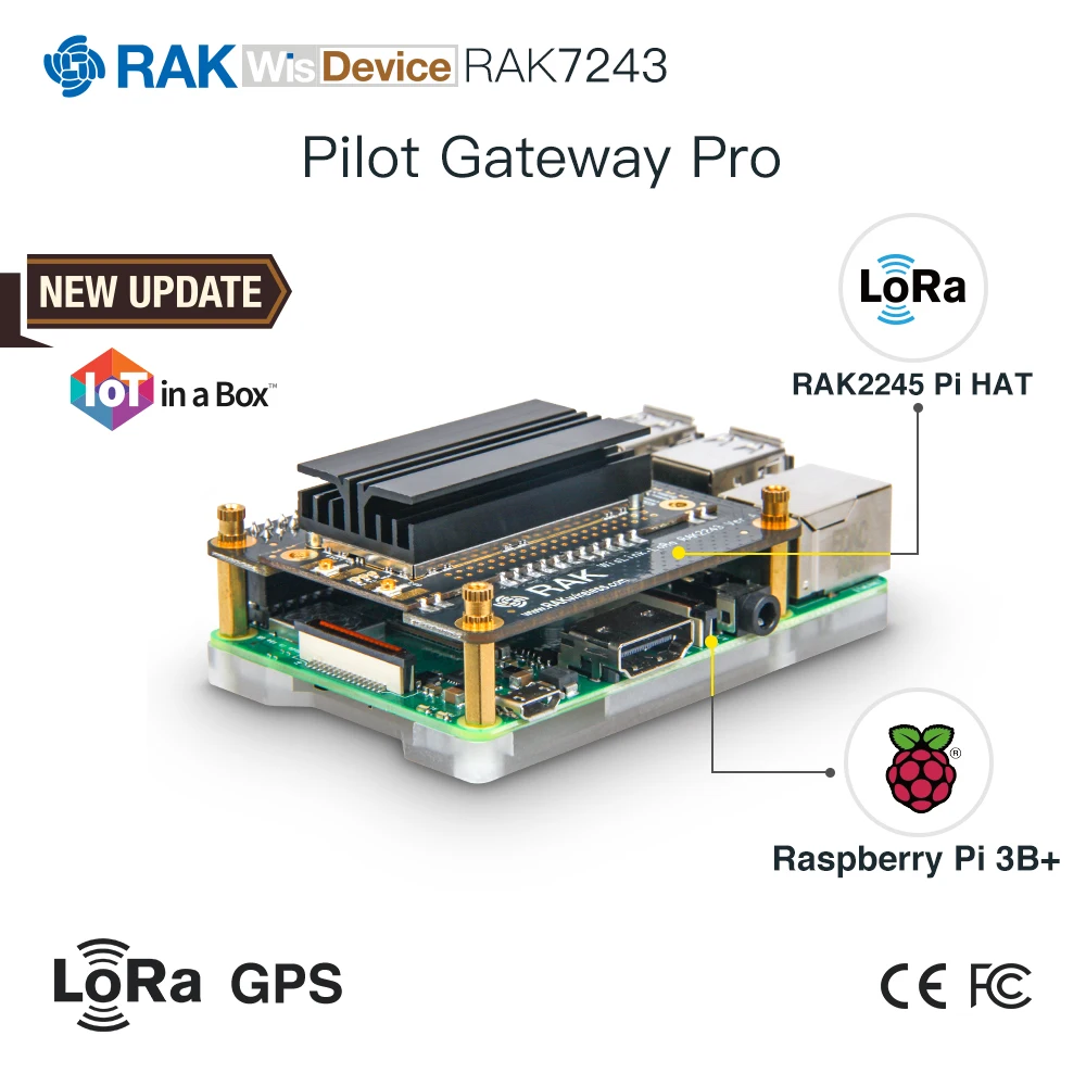 RAK7243 пилотный шлюз Pro Raspberry Pi 3B + SX1301 внутренний модуль LoRaWan с концентратором RAK2245 LoRa