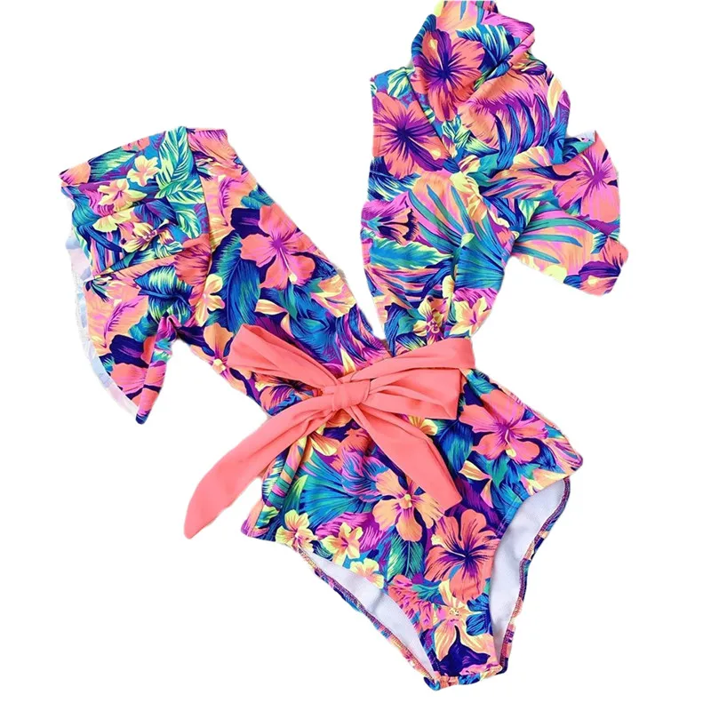 2020 Womens Swimming Costume Deep V Neck Monokini Swimwear Push Up Padded Bikini Floral One Piece Backless Swimsuit Biquini |