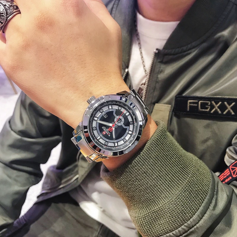 NAVIFORCE мужские спортивные часы лучший бренд кварцевые из нержавеющей стали
