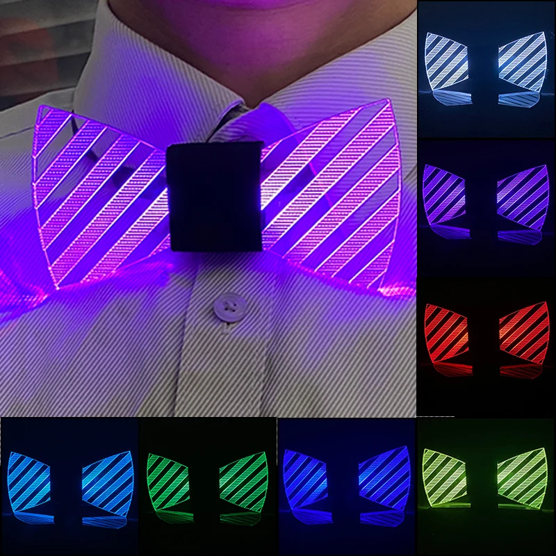 

Flashing LED Acrylic Bow Tie Luminous LED Bow Tie Bar Club Costume Decoration Men Glowing Bow Tie Glow Party Supplies