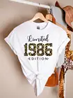 Ограниченная серия 1986 футболка 35th подарок на день рождения, леопард, принт 1986 Футболка 100% хлопок Harajuku Y2K эстетика