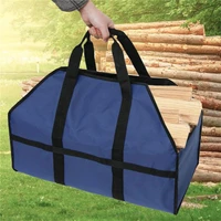 portable large size firewood storage bag logs carrier hard wearing firepiece for fireplace camping trekking picnic oxford cloth