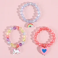 rainbow heart pendent bracelets for children friendship bracelets for girls cute fruit fashion jewelry accessories 2021 gift new
