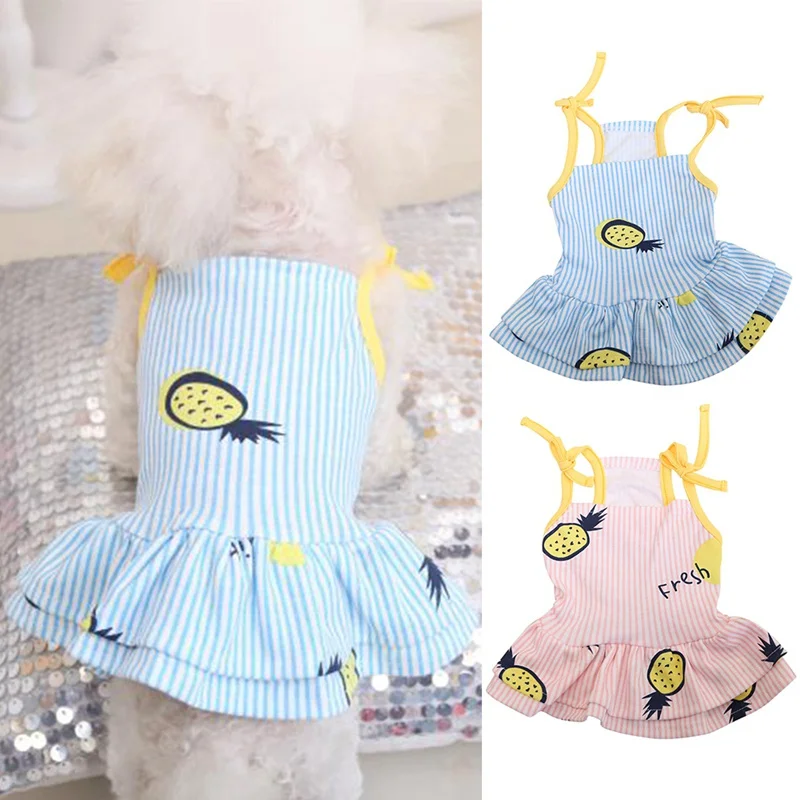 Хлопковая одежда с принтом для домашних животных Милое платье фруктовым узором
