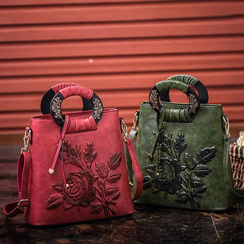 

Women Flower Handbag Leather Ladies Tote Crossbody Shoulder Bag Purse Satchel Top Handle Bags
