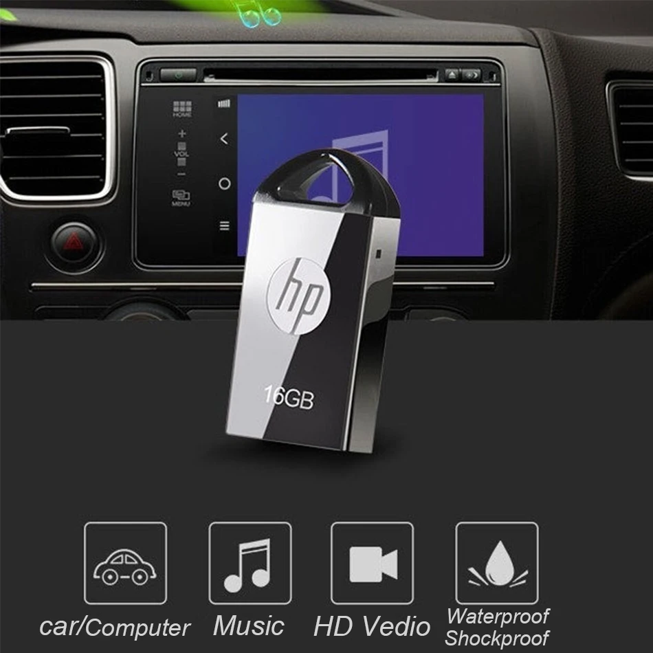 HP V221W мини металлический USB флэш-накопитель pendrive 64 Гб 32 16 карта памяти