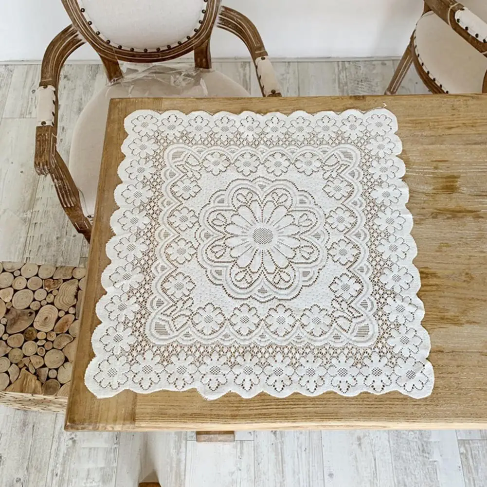

Table Cloth Retro Lace Embroidery Rectangular Hollow Design Decorative Tablecloth Cover for Dining Room