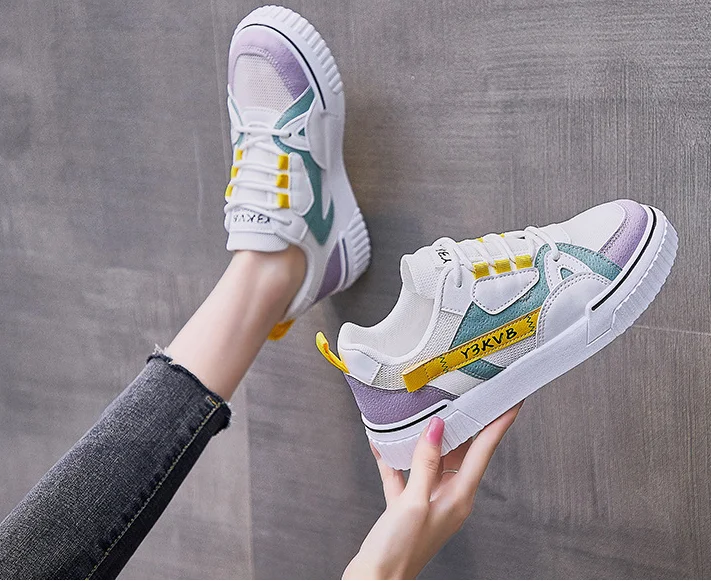 

Women's Shoes 2021 Summer Breathable Lace Up White Shoes Women Comfort Casual Flats Shoes Women Mesh Fashion Platform Sneakers