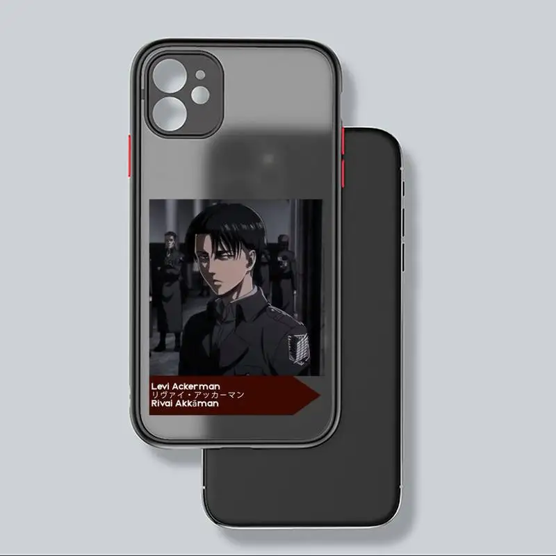 

Anime Attack On Titan Levi Ackerman Phone Case black matte transparent For iPhone 7 8 x xs xr 11 12 pro plus mini max Clear