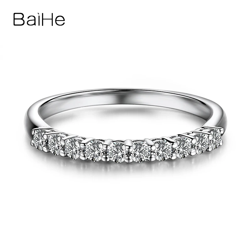 

BAIHE однотонное 18k Белое Золото SI/H Кольцо с натуральными бриллиантами для женщин и мужчин обручальное кольцо ювелирные изделия кольцо с брил...