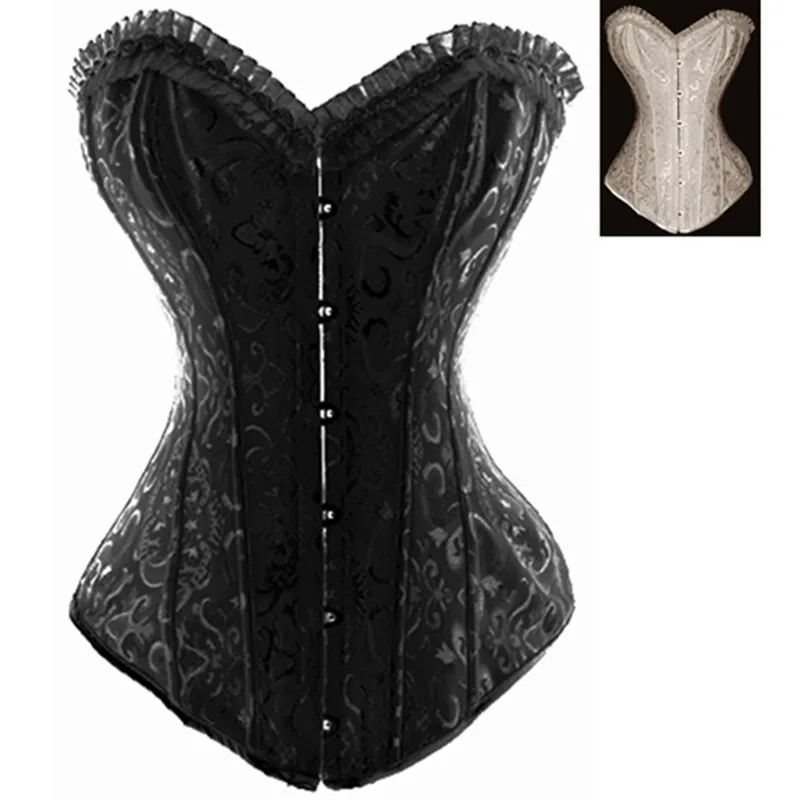 

Steel boned corset Sexy Waist trainer black white corsets women hot shapers body intimates corsets and bustiers bustier top