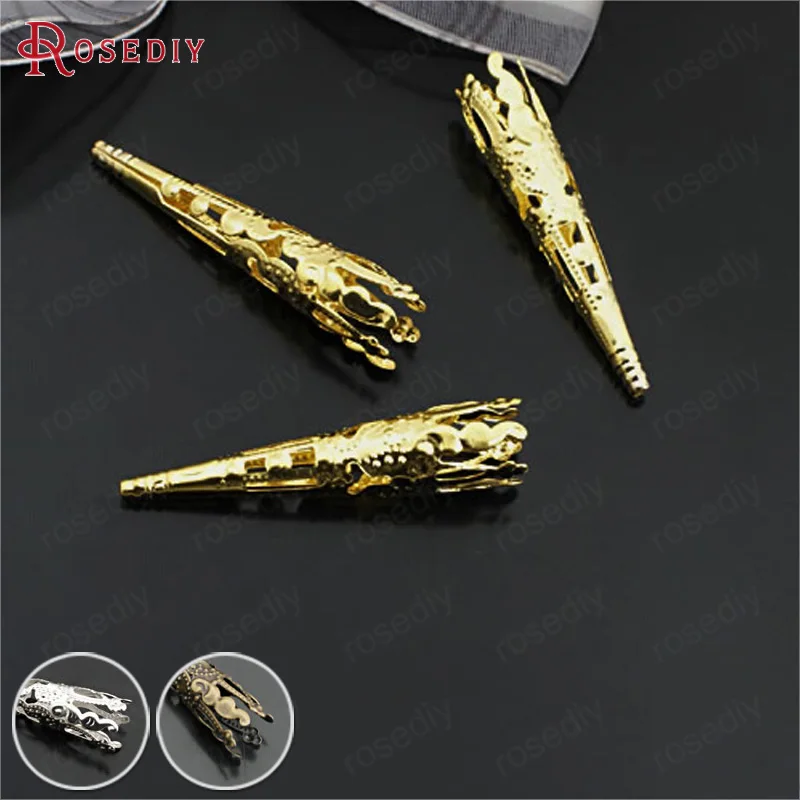 (C366)50 pieces 41x8mm Gold Color Iron Long Beads Caps Tassel Caps Diy Jewelry Findings Accessories Wholesale