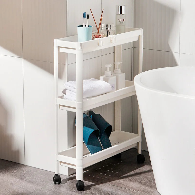 2/3 Tier Slim Movable Storage Rack Cart Rolling Wheels Shelf Tableware Clothes for Kitchen Bathroom | Дом и сад