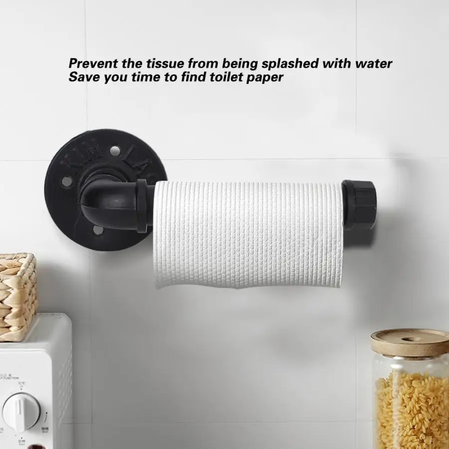 

Wall-mounted Paper Rack kitchen tissue roll holder Bathroom Water Pipe Toilet Roll Paper Holder Tissue Storage Shelf Tissue Rack
