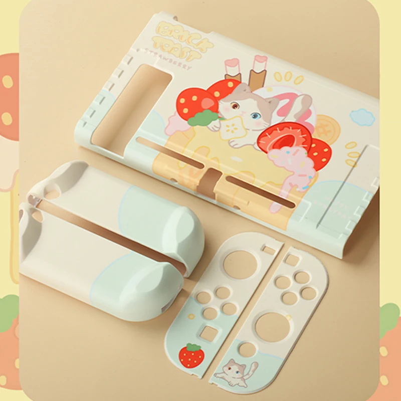 

Strawberry Toast Protective Shell Split PC Hard Housing NS Game Controller Case Cover For Nintendo Switch Accessories