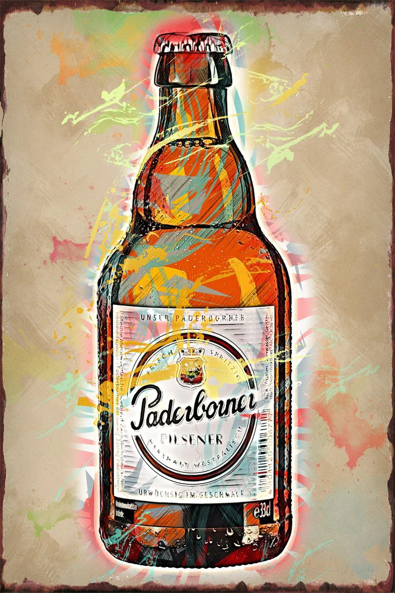 

Винтажный металлический знак в стиле ретро Paderborner Pilsener, жестяные таблички, Настенный декор, украшение комнаты для кафе, паба, дома, клуба, муж...