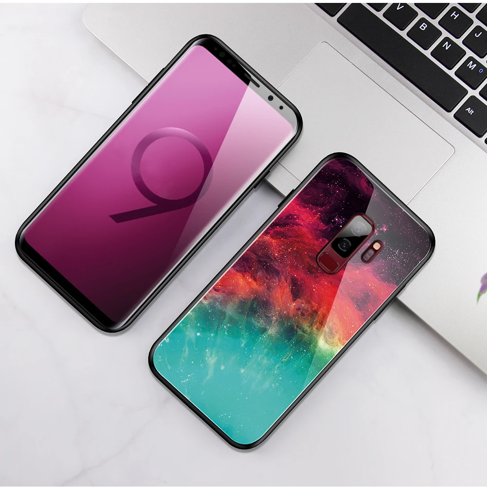 Чехол Heyytle из закаленного стекла с градиентом для samsung Galaxy S9 S10 Plus A70 A50, чехол с рисунком звездного неба для Note 9 A60