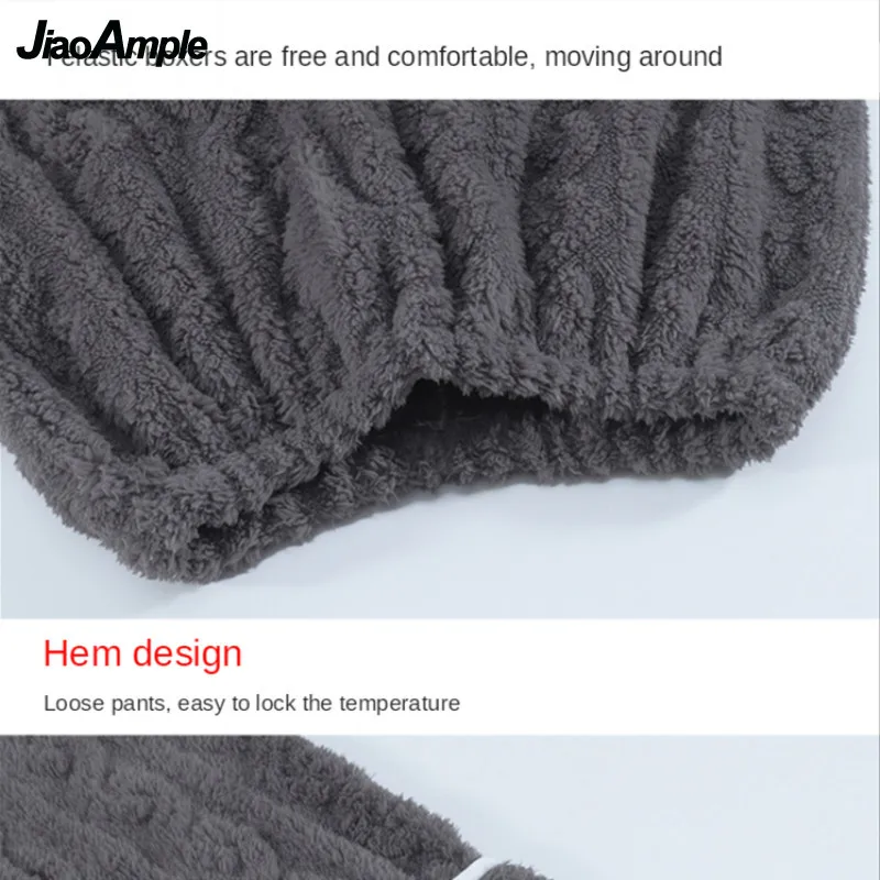 Men's Pajamas 2021 Winter New Warm Thick Flannel Pijamas Korean Loose V-neck Sleepwear Set Girl Cute Cartoon Nightwear Homewear