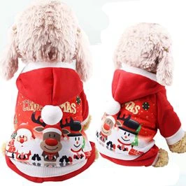 Рождественский костюм для собаки щенка теплый Санта Клауса одежда