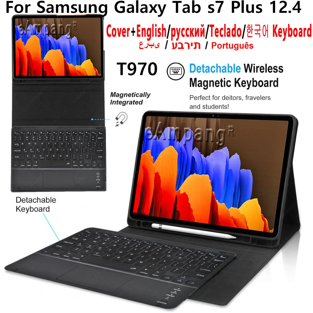 

Touchpad Keyboard Case For Samsung Galaxy Tab S7+ S7 Plus SM-T970 SM-T976B T970 T976 Case with Trackpad Keyboard Leather Cover