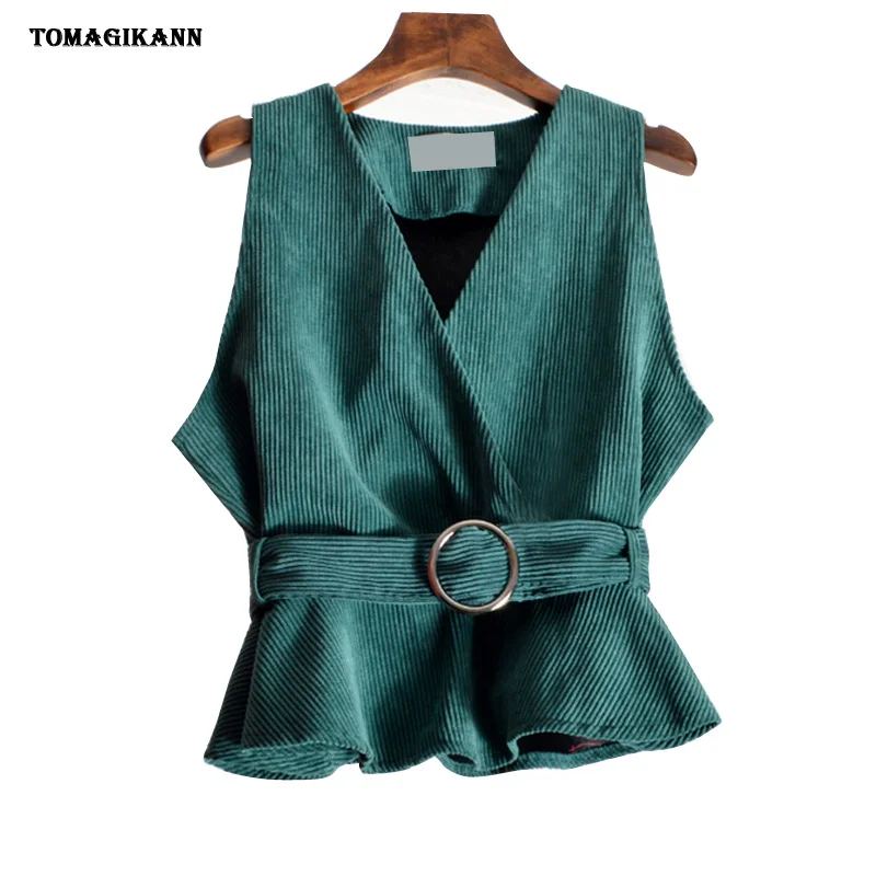 Женский жилет с V образным вырезом без рукавов|Жилеты и безрукавки| |