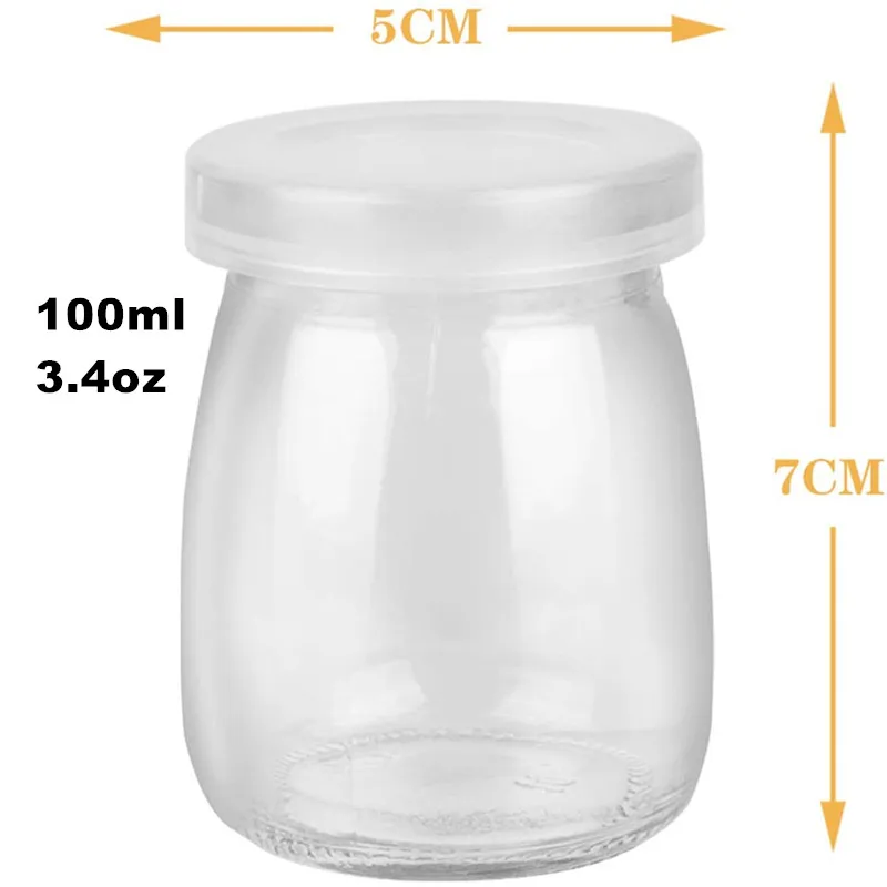 8 Pieces Mini Yogurt Jars Glass Pudding Cups with PE Lids Co