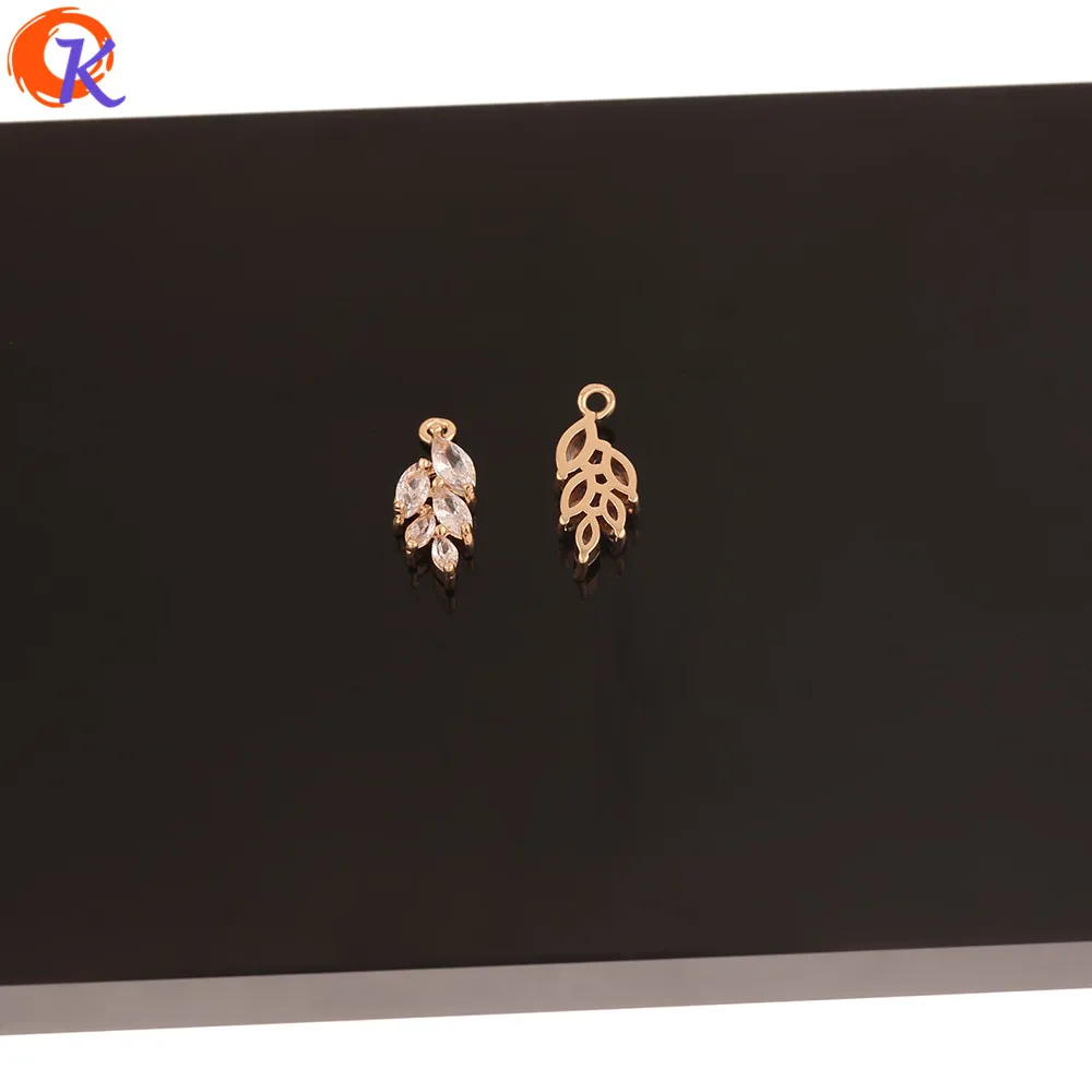 

Cordial Design 50Pcs 7*16MM CZ Charms/Jewelry Accessories/Earring Connectors/Leaf Shape/DIY Making/Hand Made/Earring Findings
