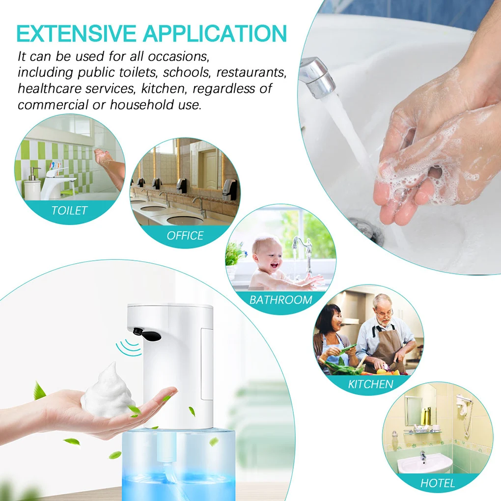 

150/350/500ml Automatic Soap Dispenser Home Bathroom Kitchen Touchless Induction Foaming Machine Battery Powered Soap Dispenser